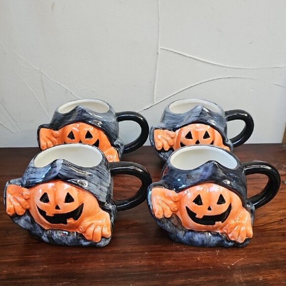 NEW 4 ceramic Jack-o'-lantern Halloween mugs Lewis mug Hyde and Eek Target - Picture 9 of 16